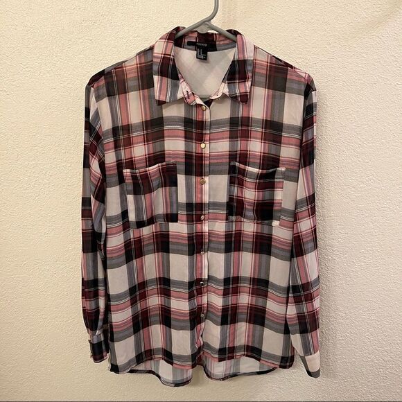 Forever 21 Long Sleeve Plaid Western Style Shirt Size Small - Picture 1 of 5